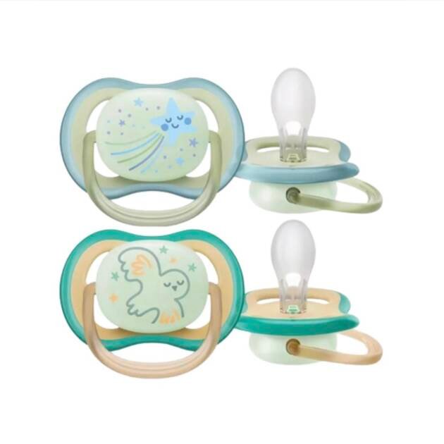 זוג מוצצי אוונט אולטרה איר 0-6 בנים זוהר בחושך