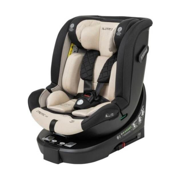 כיסא בטיחות ספורטליין i protect plus בז׳ מסתובב 360